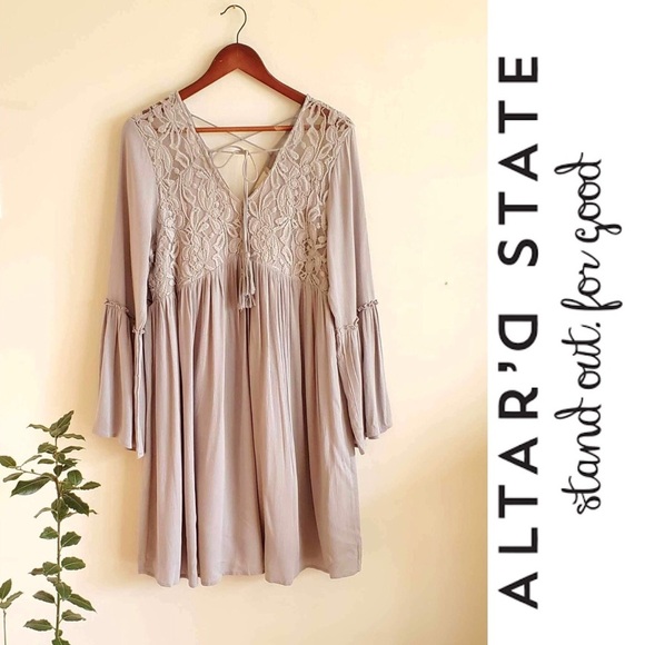 Altar’d State Gray Babydoll Dress - Picture 1 of 6
